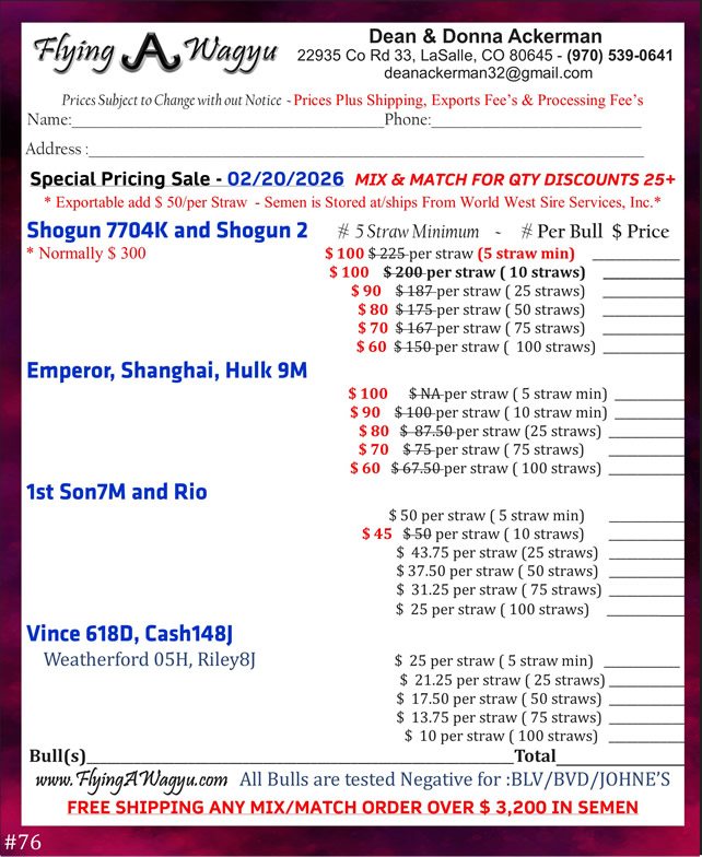 Flying A Wagyu Special Pricing Sale Flyer